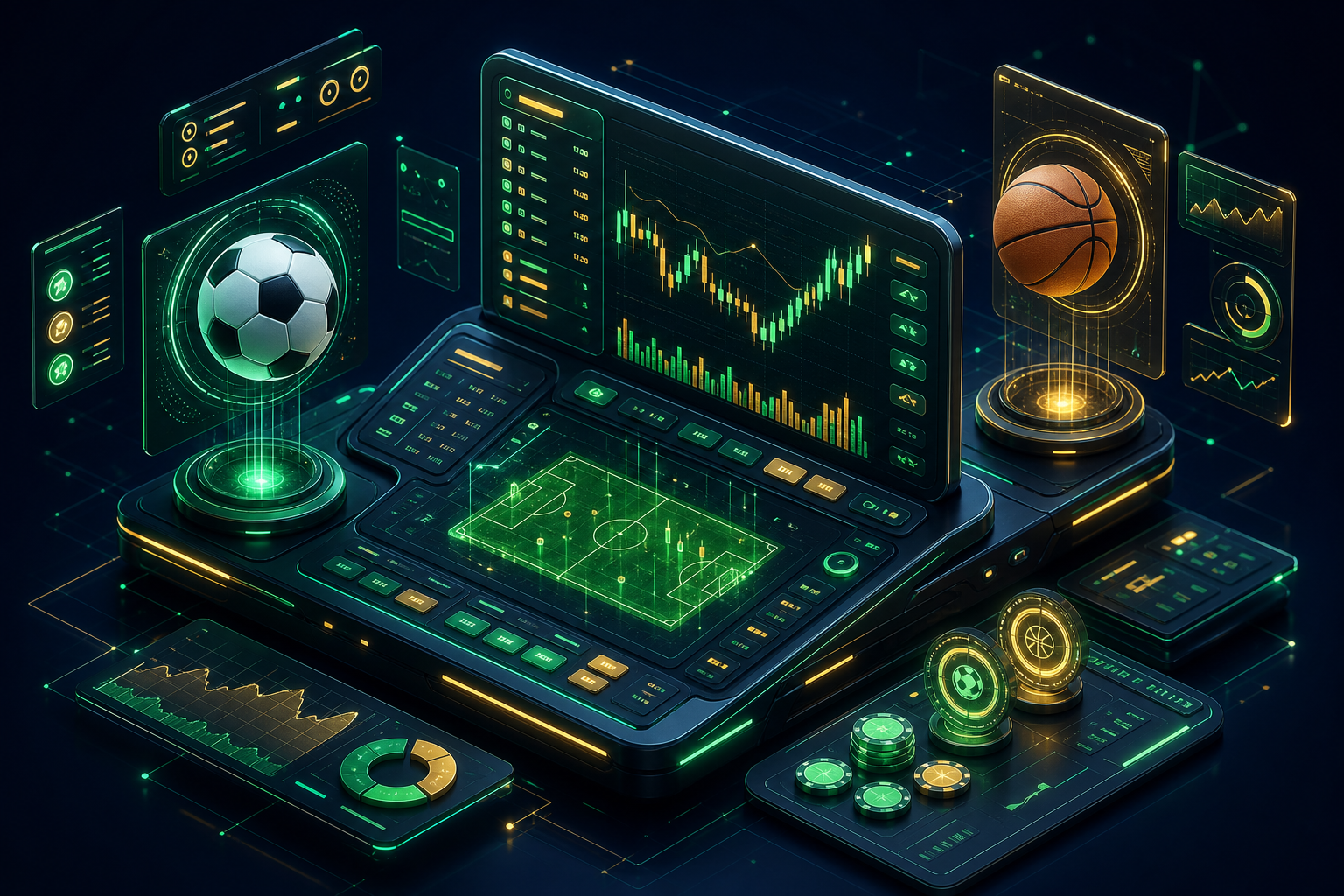 Sports betting and trading data dashboard illustration